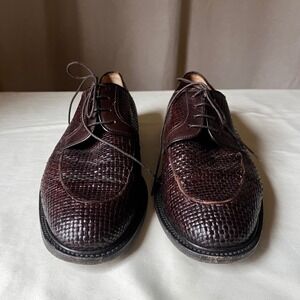 Vintage‎ Varda Oxblood Woven Leather Derby Shoes Men's 11 Narrow Handcrafted